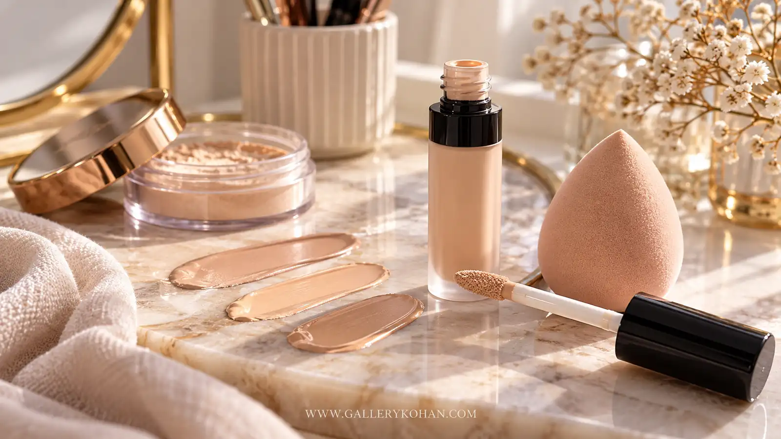 کانسیلر اسفنج آرایشی و پودر فیکس برای آرایش زیر چشم