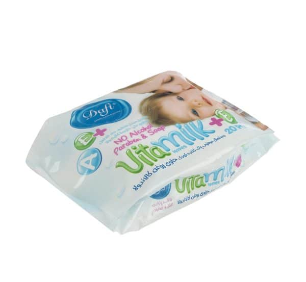 دستمال مرطوب کودک دافی مدل Vita Milk بسته 20 عددی | گارانتی اصالت و سلامت فیزیکی کالا
