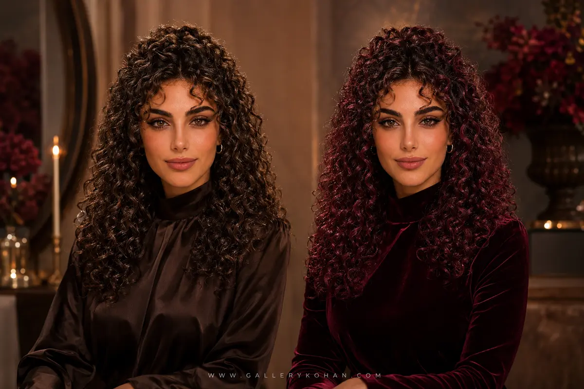 مقایسهی دو رشته موی رنگشده اسپرسو مخملی و چری کولا در کنار هم مقایسهی دو رشته موی رنگشده اسپرسو مخملی و چری کولا در کنار هم