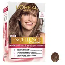 کیت رنگ مو لورآل مدل Excellence شماره 7.1 حجم 50 میلی لیتر بلوند دودی | گارانتی اصالت و سلامت فیزیکی کالا