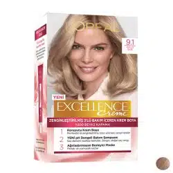 کیت رنگ مو لورآل مدل Excellence شماره 9.1 حجم 48 میلی لیتر رنگ بلوند طلایی | گارانتی اصالت و سلامت فیزیکی کالا