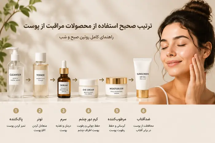 ترتیب صحیح استفاده از محصولات مراقبت از پوست در روتین روزانه