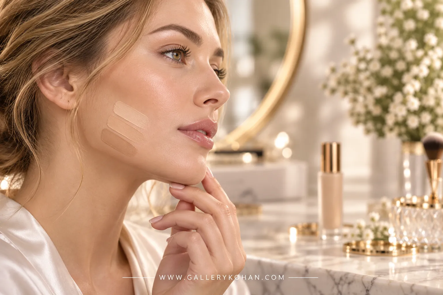 تست چند شید کرم پودر روی پوست روشن برای انتخاب رنگ مناسب