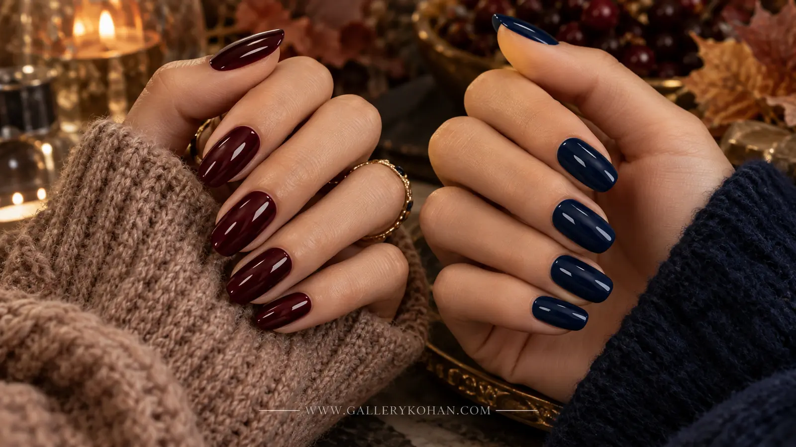 مقایسه مستقیم مانیکور بلک‌چری و آبی نیمه‌شب