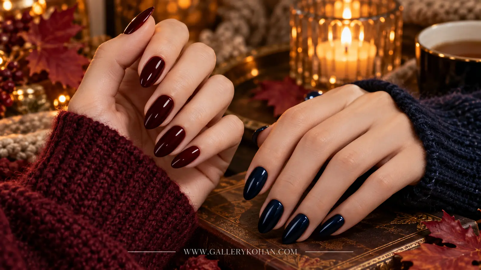 مقایسه جلوه لاک بلک‌چری و آبی نیمه‌شب